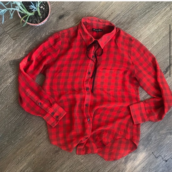 Madewell pussybow red blouse velvet Alexa Chung - Picture 3 of 6